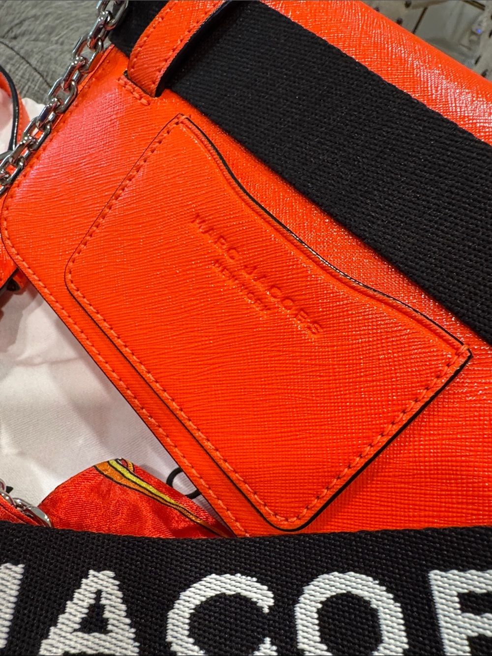 Marc Jacobs Bag Snapshot Small Crossbody Fanny Pack Belt Bag Orange Logo Strap - Picture 14 of 17